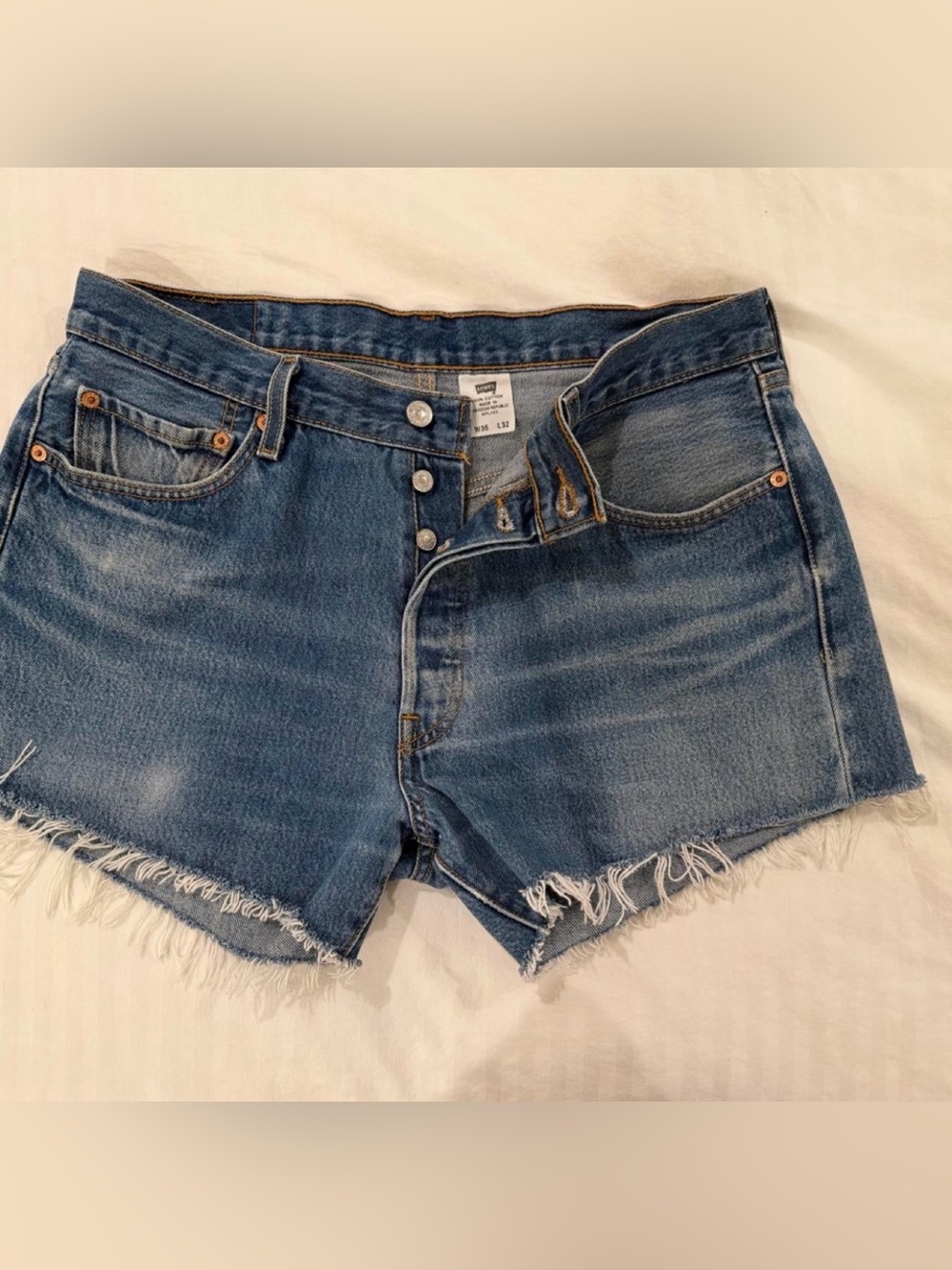 Levi's 501 Button-Fly Distressed Denim Shorts